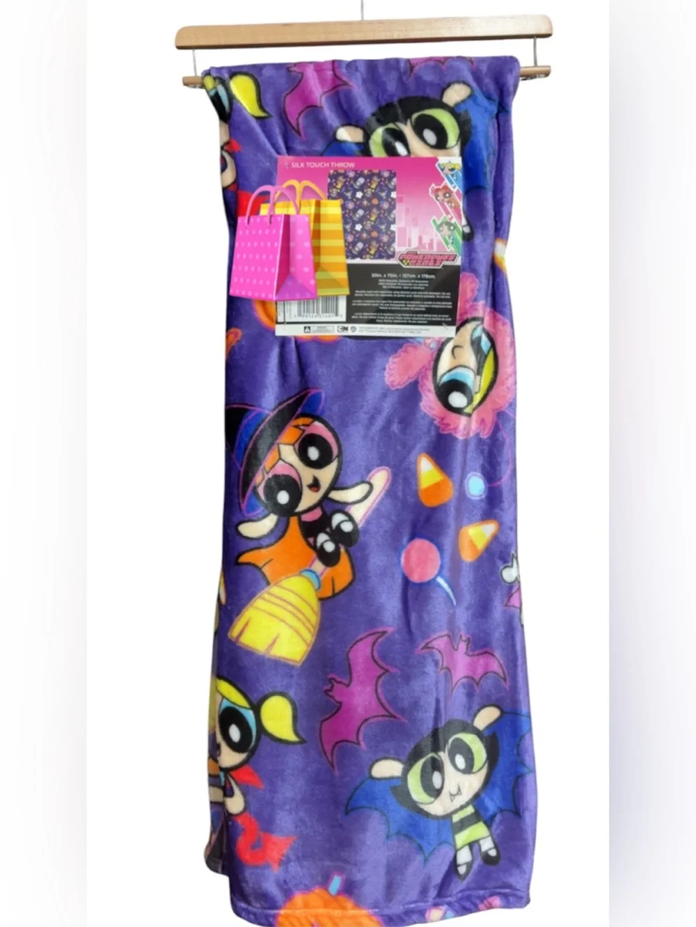 Plush Purple Cartoon Character Throw Blanket
